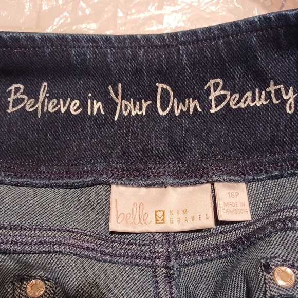 Belle by Kim Gravel Flexible Petite Diagonal Jeans Size 16P Dark Indigo - Picture 2 of 5